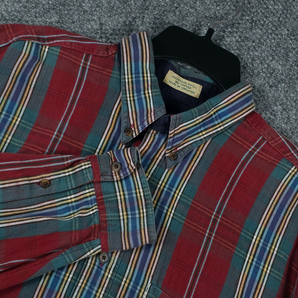 Adirondack Savile Row Mens XL Mountain Twill Plaid Flannel Shirt Red Green Blue